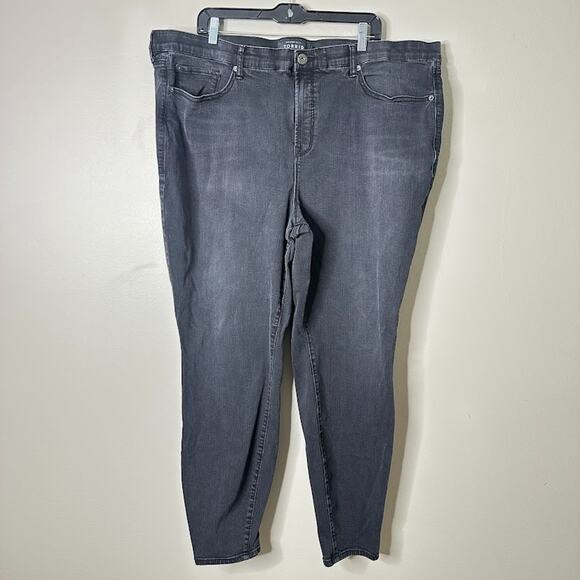 Torrid Womens 26 Tall Sky High Skinny Crop Washed Black Stretch Denim Jeans - Picture 1 of 7
